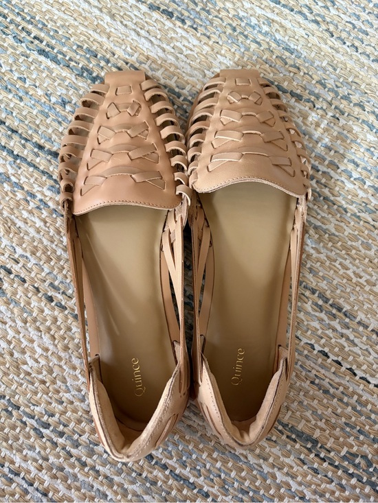 Quince Shoes - Quince Women's Tan Woven Leather Slip-On Flats